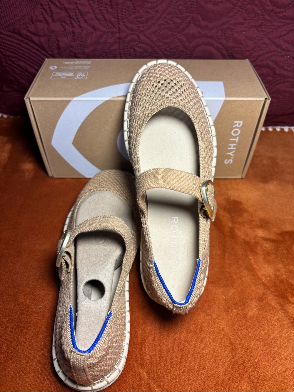 Rothy's Beige Knit Mary Jane Flats with Strap Wren - Picture 4 of 8